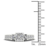 Princess-cut Triple Diamond Ring with 2 2/5ct TDW in White Gold by Yaffie