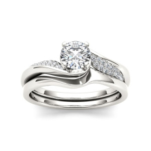 Classic Bypass Diamond Engagement Ring with 5/8ct TDW in White Gold by Yaffie