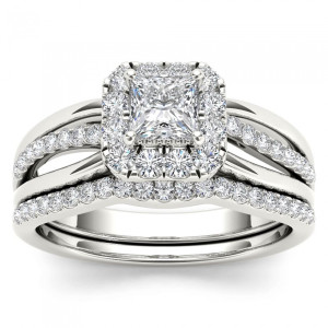 Bridal Bliss: Yaffie White Gold Princess-Cut Diamond Frame Set with 5/8ct TDW