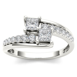 The Two-Stone Diamond Engagement Ring by Yaffie in White Gold, featuring 5/8ct Total Diamond Weight.
