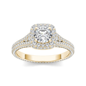 Sparkling Yaffie Gold Diamond Engagement Ring with Split-Shank and Halo (1 1/4ct TDW)