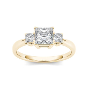 Sparkling Yaffie gold anniversary ring with 1.25 carat TDW diamonds and three striking stones.