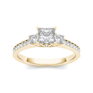 Sparkling Yaffie gold anniversary ring with 1.25 carat TDW diamonds and three striking stones.