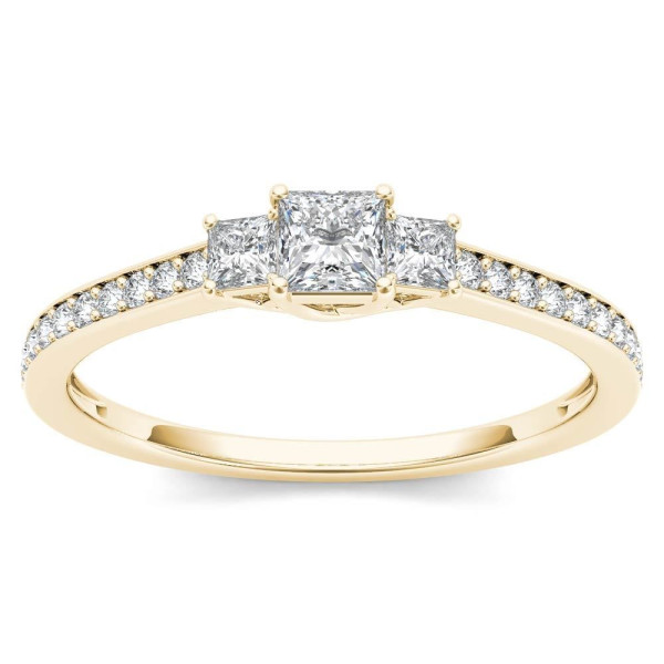 Golden Yaffie with 0.5ct Trio of Diamonds - Celebrating Three Years Together