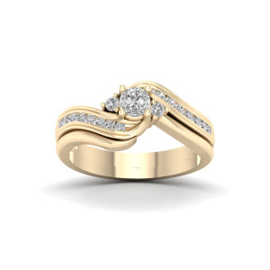 Golden Yaffie 0.5ct TDW Triple Diamond Swirl Wedding Trio