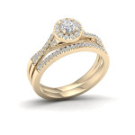 Golden Yaffie Bridal Set with 5/8ct TDW Diamond Halo