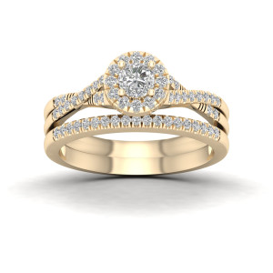 Golden Yaffie Bridal Set with 5/8ct TDW Diamond Halo