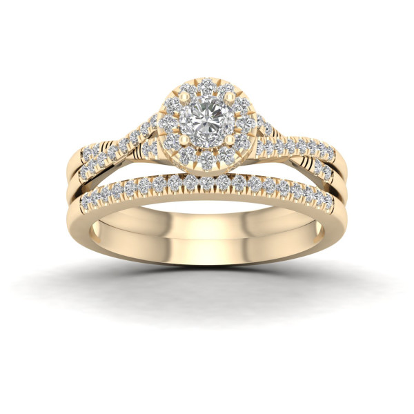 Golden Yaffie Bridal Set with 5/8ct TDW Diamond Halo