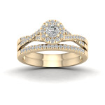 Golden Yaffie Bridal Set with 5/8ct TDW Diamond Halo