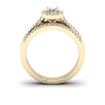 Golden Yaffie Bridal Set with 5/8ct TDW Diamond Halo