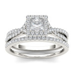 1ct TDW Princess-cut Diamond Engagement Ring Set in Elegant White Gold by Yaffie