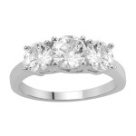 Sparkling Yaffie White Gold Anniversary Ring with 1.5ct TDW Diamonds in a 3-Stone Setting