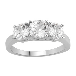 Sparkling Yaffie White Gold Anniversary Ring with 1.5ct TDW Diamonds in a 3-Stone Setting