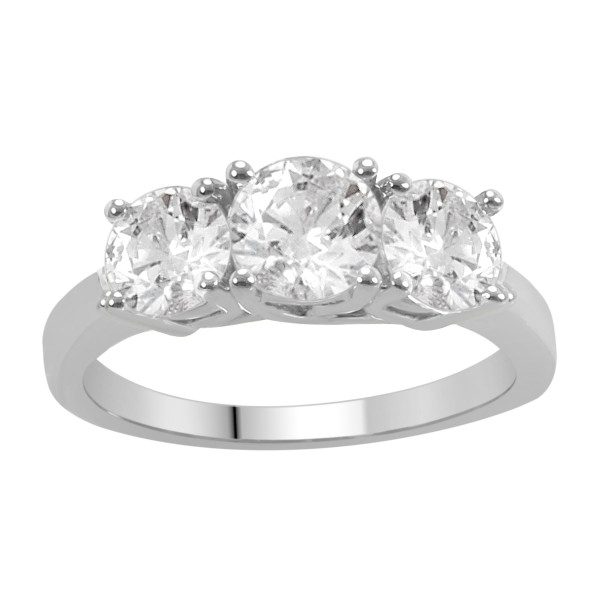 Sparkling Yaffie White Gold Anniversary Ring with 1.5ct TDW Diamonds in a 3-Stone Setting