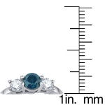 Blue and White Diamond Three-Stone Ring with 1.75ct TDW in Yaffie White Gold