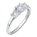 Sparkling Yaffie Engagement Ring with 1/4ct TDW and Trio of Stones in Silver
