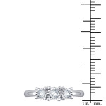 Sparkling Yaffie Engagement Ring with 1/4ct TDW and Trio of Stones in Silver