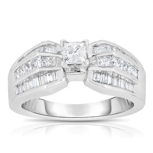 Princess Cut Solitaire Diamond Engagement Ring with Unique 1ct TDW Sparkle in Yaffie White Gold