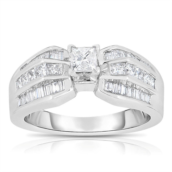 Princess Cut Solitaire Diamond Engagement Ring with Unique 1ct TDW Sparkle in Yaffie White Gold