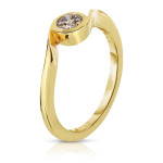 Sparkling in Simplicity: Yaffie Gold Champagne Diamond Solitaire Ring