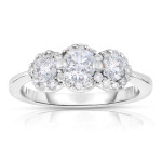White Gold Diamond Trio Ring - 1.25ct Total Weight