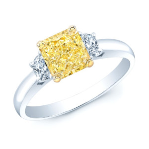 Gold & Platinum Yaffie Estie G Ring with 1.6ct of GIA-certified Yellow & White Diamonds