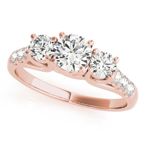 Sparkling Romance: Yaffie JewelMore White Diamond Trio Rose Gold Engagement Ring