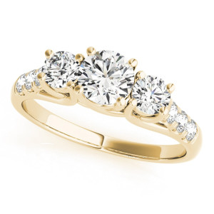 Golden Romance: Yaffie JewelMore 1/4ct TDW White Diamond Three-Stone Ring