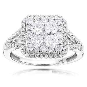 Sparkling Yaffie White Gold Engagement Ring with 1 1/2ct TDW Diamonds