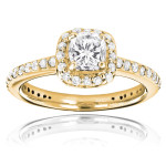 White Gold Diamond Engagement Ring with Cushion and Round Cut 1 1/5ct TDW Diamonds by Yaffie