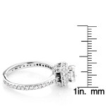 White Gold Diamond Engagement Ring with Cushion and Round Cut 1 1/5ct TDW Diamonds by Yaffie