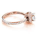 White Gold Diamond Engagement Ring with Cushion and Round Cut 1 1/5ct TDW Diamonds by Yaffie