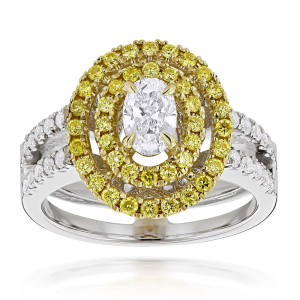 Gold and Diamond Yaffie Engagement Ring with 1.1ct Total Weight