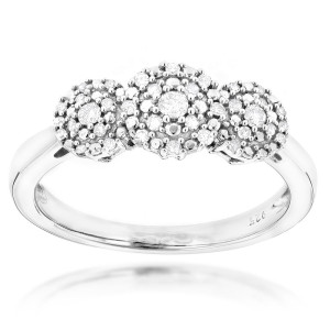 Dazzle with Yaffie Sterling Silver 3-Drop Diamond Engagement Ring