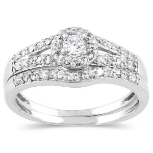 Captivate with Yaffie White Gold Diamond Halo Bridal Set - 3/8ct TDW
