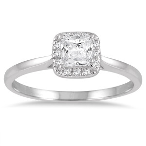 Sparkling Yaffie Engagement Ring with 1/2ct Diamond Halo in White Gold