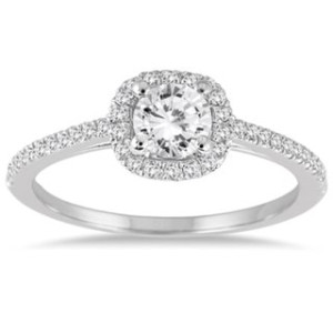 Dazzling Yaffie Engagement Ring with a 3/4 ct TDW Diamond Halo in White Gold