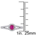 Engage in Elegance with Yaffie Ruby & Diamond Halo Ring from the Signature Collection in White Gold!