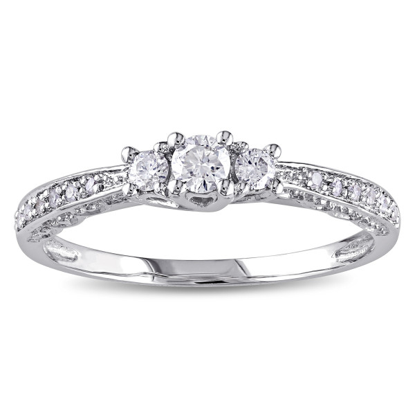 Sparkling Yaffie White Gold Diamond Engagement Ring with 3 Stunning Stones