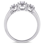 Yaffie 3-Stone Engagement Ring in White Gold, Hand-set with 1/6ct of Sparkling Diamonds.