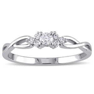 White Gold Trillium Infinity Ring with 1/6ct TDW Diamonds by Yaffie