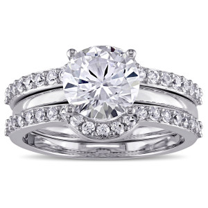 Glamorous Yaffie White Gold Bridal Set with Shimmering White Sapphire