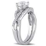 Say Yes in Style: Yaffie White Gold Bridal Set with Shimmering White Sapphire and Diamonds