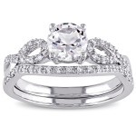 Say Yes in Style: Yaffie White Gold Bridal Set with Shimmering White Sapphire and Diamonds