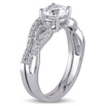 Say Yes in Style: Yaffie White Gold Bridal Set with Shimmering White Sapphire and Diamonds