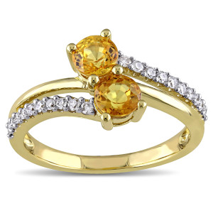 The Yaffie Gold Bypass Ring with Yellow Sapphire and Diamonds