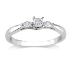 Princess and Marquise Diamonds Promise Ring - Sparkling Yaffie 1/4 CT in White Gold GH I2;I3
