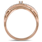 Rose Gold Twist Promise Ring with 1/6ct of Sparkling Diamonds by Yaffie