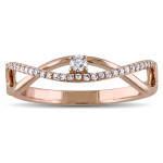 Rose Gold Twist Promise Ring with 1/6ct of Sparkling Diamonds by Yaffie