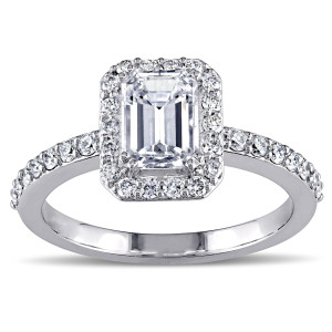 Emerald Cut Diamond Ring with 1 1/4ct TDW in White Gold by Yaffie